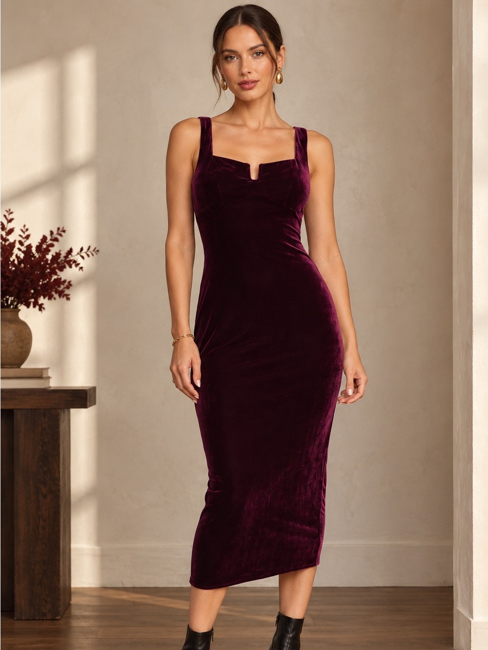 Reformation Lillee Knit Dress Crimson Velvet Burgundy Midi XS NWT